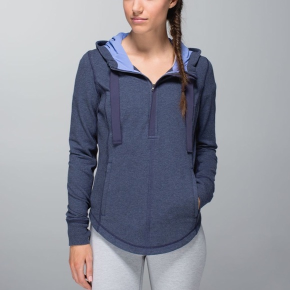 lululemon athletica Jackets & Blazers - Lululemon Post Sweat Pullover Heathered Cadet Blue